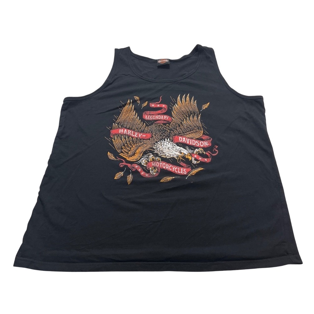 Harley Davidson Men XL Black Tank Top Adamec Jacksonville Florida Eagle Graphic
